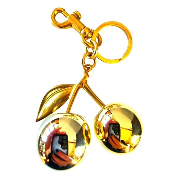 No brand Accessories - Metallic Gold Fashion Large Cherries Purse Charm Keychain